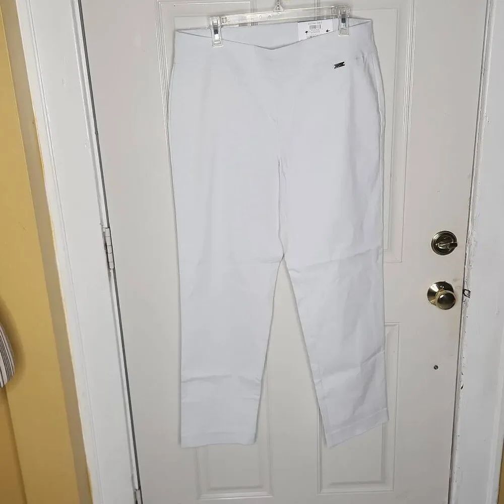 INC international concepts white pull on stretch pants women's size 16